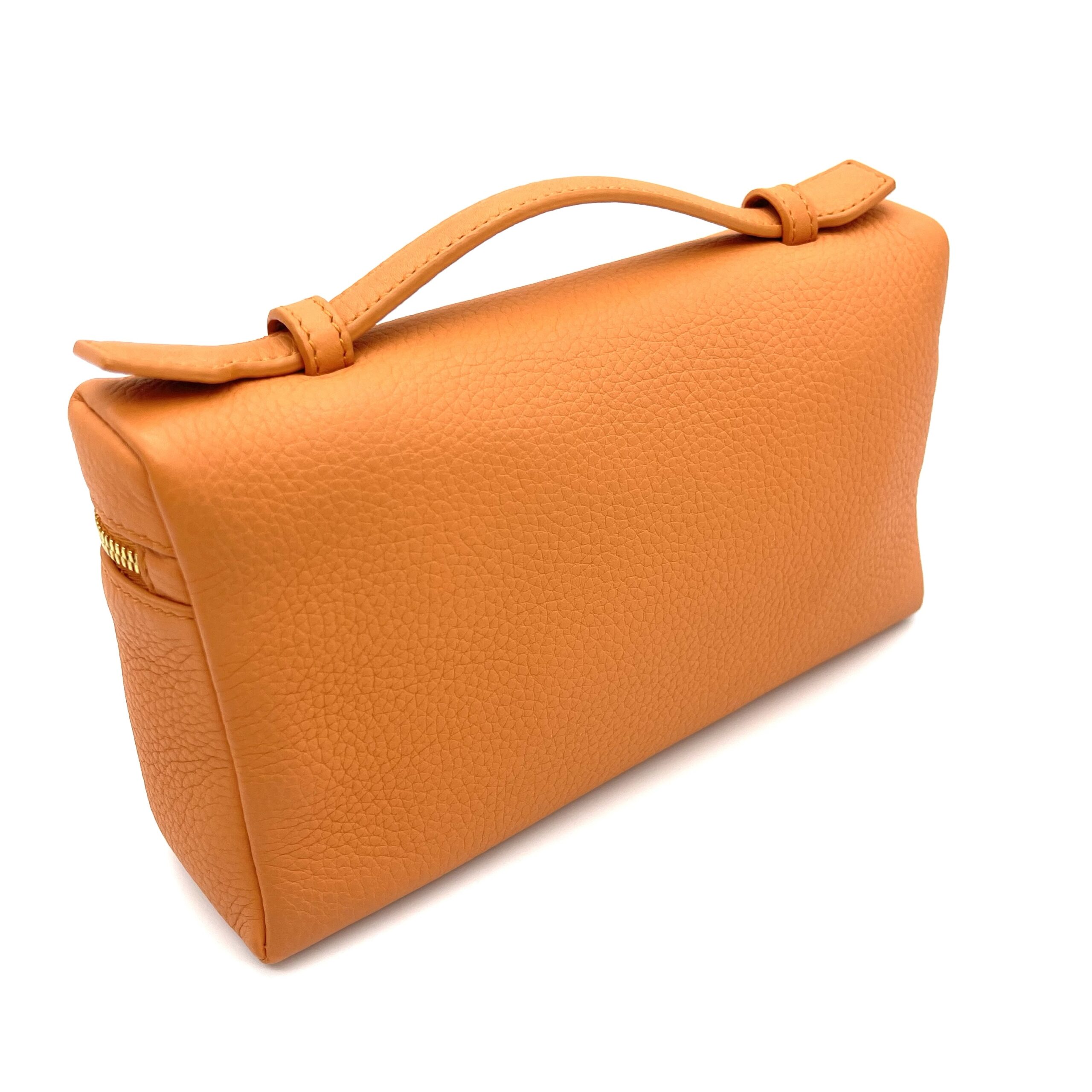 Loro Piana Extra Pocket L19 Orange Grained Calfskin Leather Pouch - Image 5