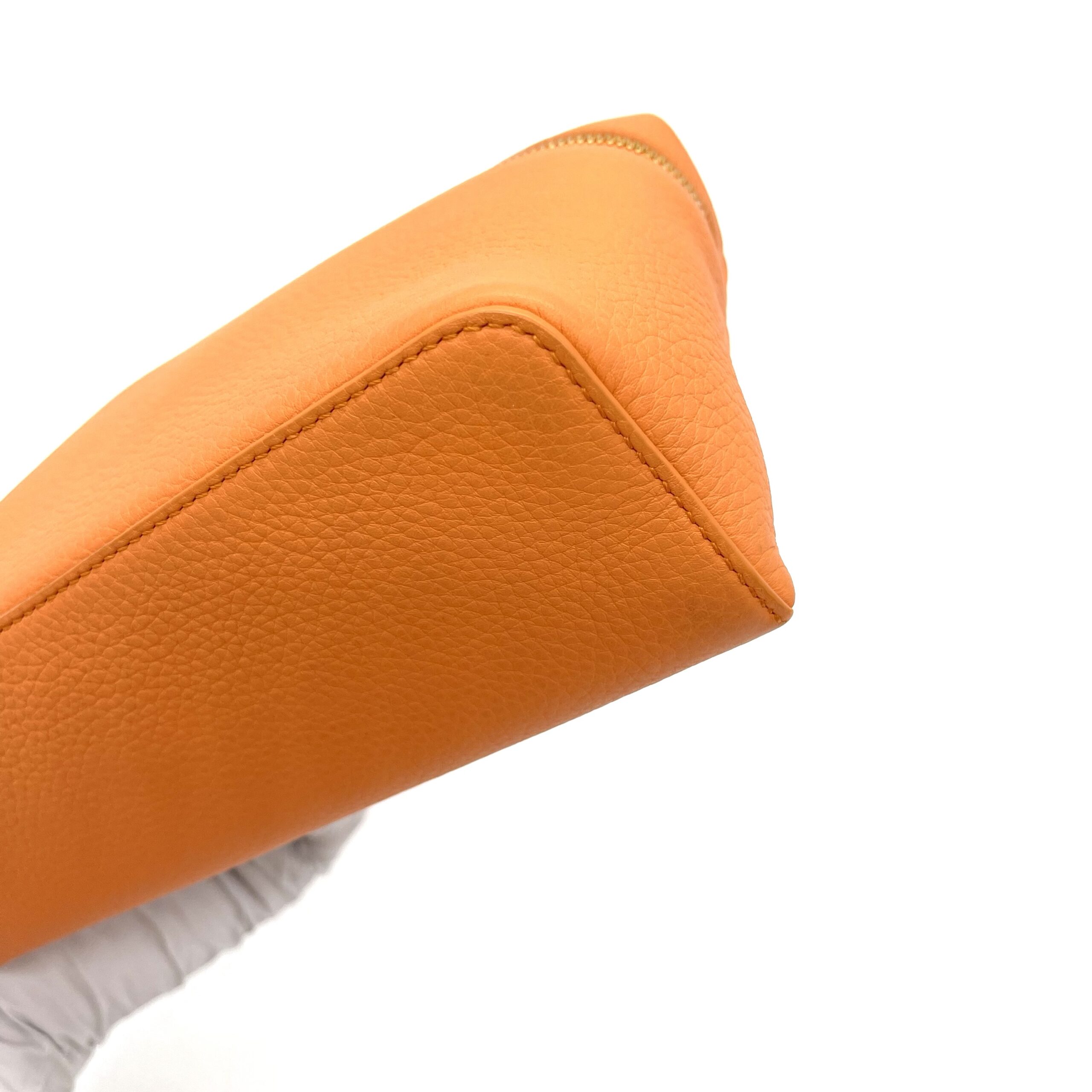 Loro Piana Extra Pocket L19 Orange Grained Calfskin Leather Pouch - Image 7