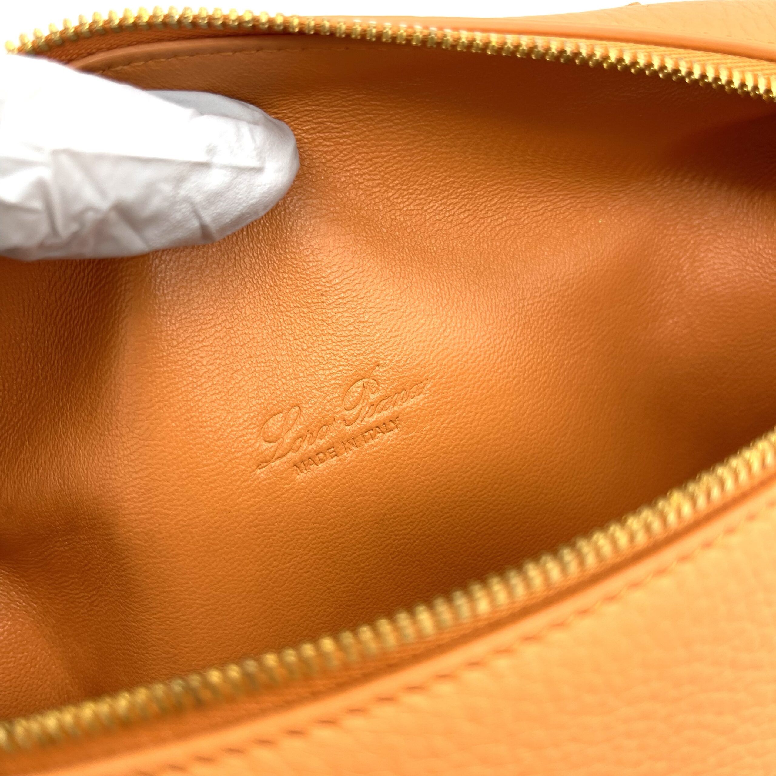 Loro Piana Extra Pocket L19 Orange Grained Calfskin Leather Pouch - Image 8