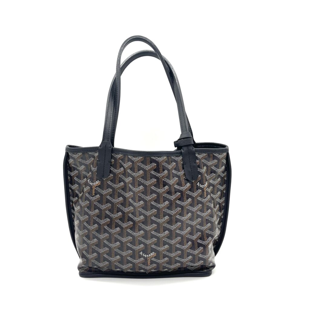 Goyard Mini Anjou Reversible Tote in Black Goyardine Canvas