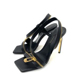 Versace Safety Pin Zipper Leather Slingback Sandals – Size 36.5