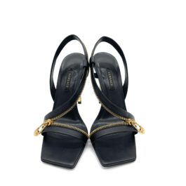 Versace Safety Pin Zipper Leather Slingback Sandals – Size 36.5