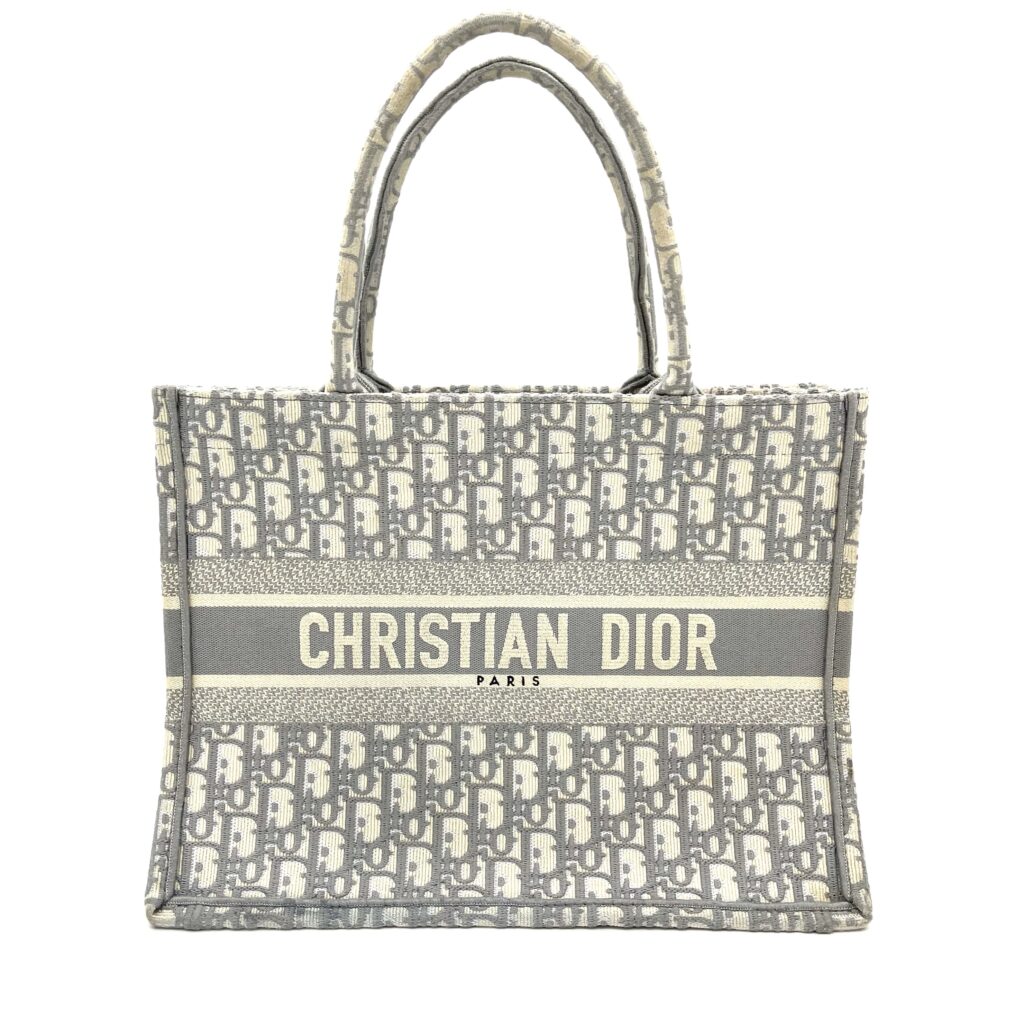 Dior Medium Dior Book Tote – Ecru and Gray Dior Oblique Embroidery
