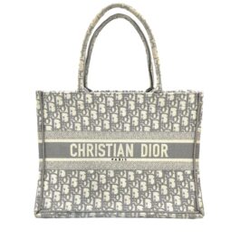 Dior Medium Dior Book Tote – Ecru and Gray Dior Oblique Embroidery