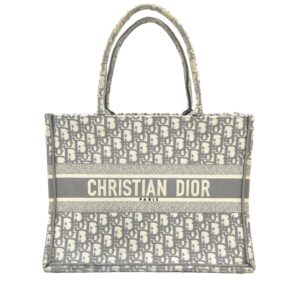 Dior Medium Dior Book Tote – Ecru and Gray Dior Oblique Embroidery