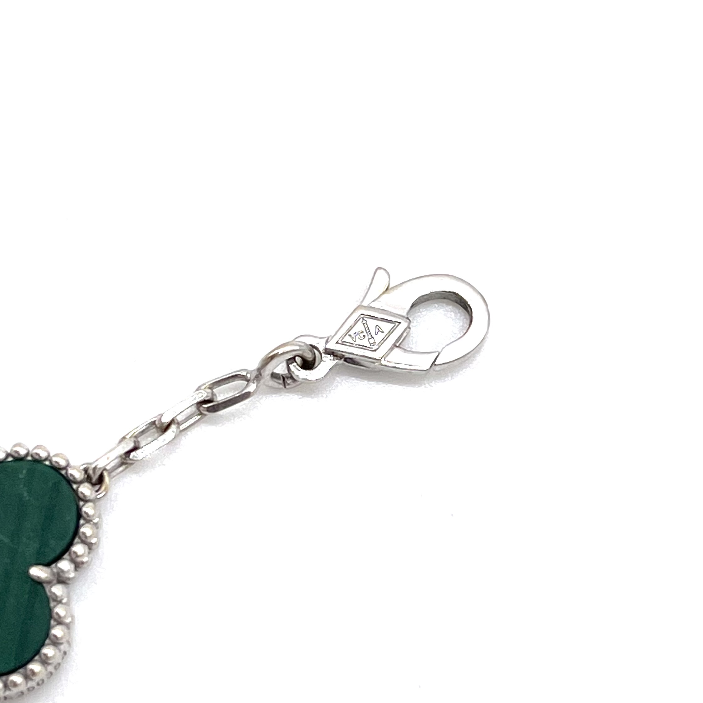 Van Cleef & Arpels Vintage Alhambra Malachite Bracelet 18K White Gold photo 3 of 5