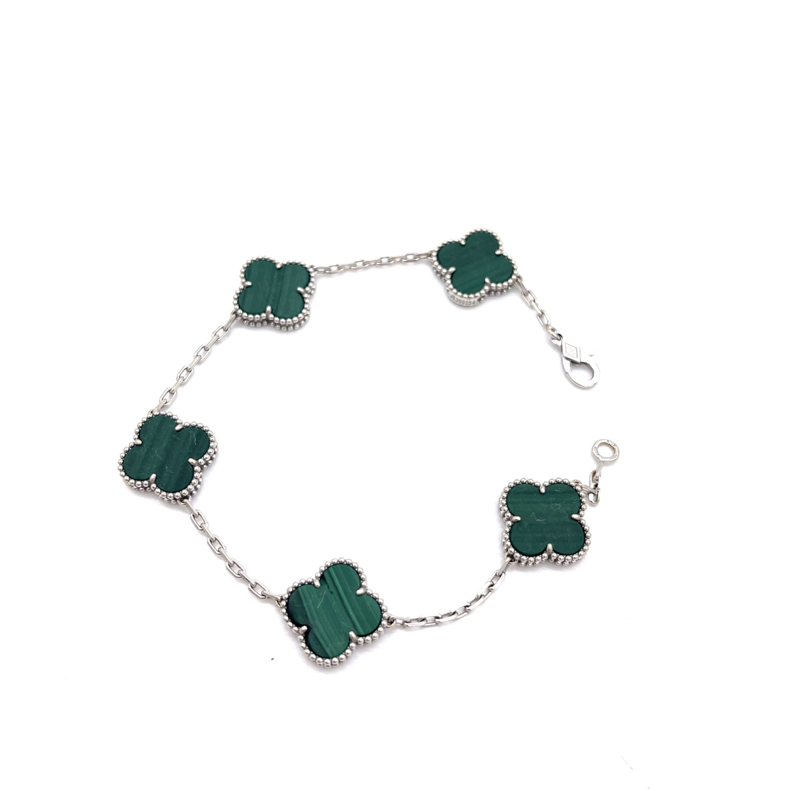 Van Cleef & Arpels Vintage Alhambra Malachite Bracelet 18K White Gold photo 2 of 5