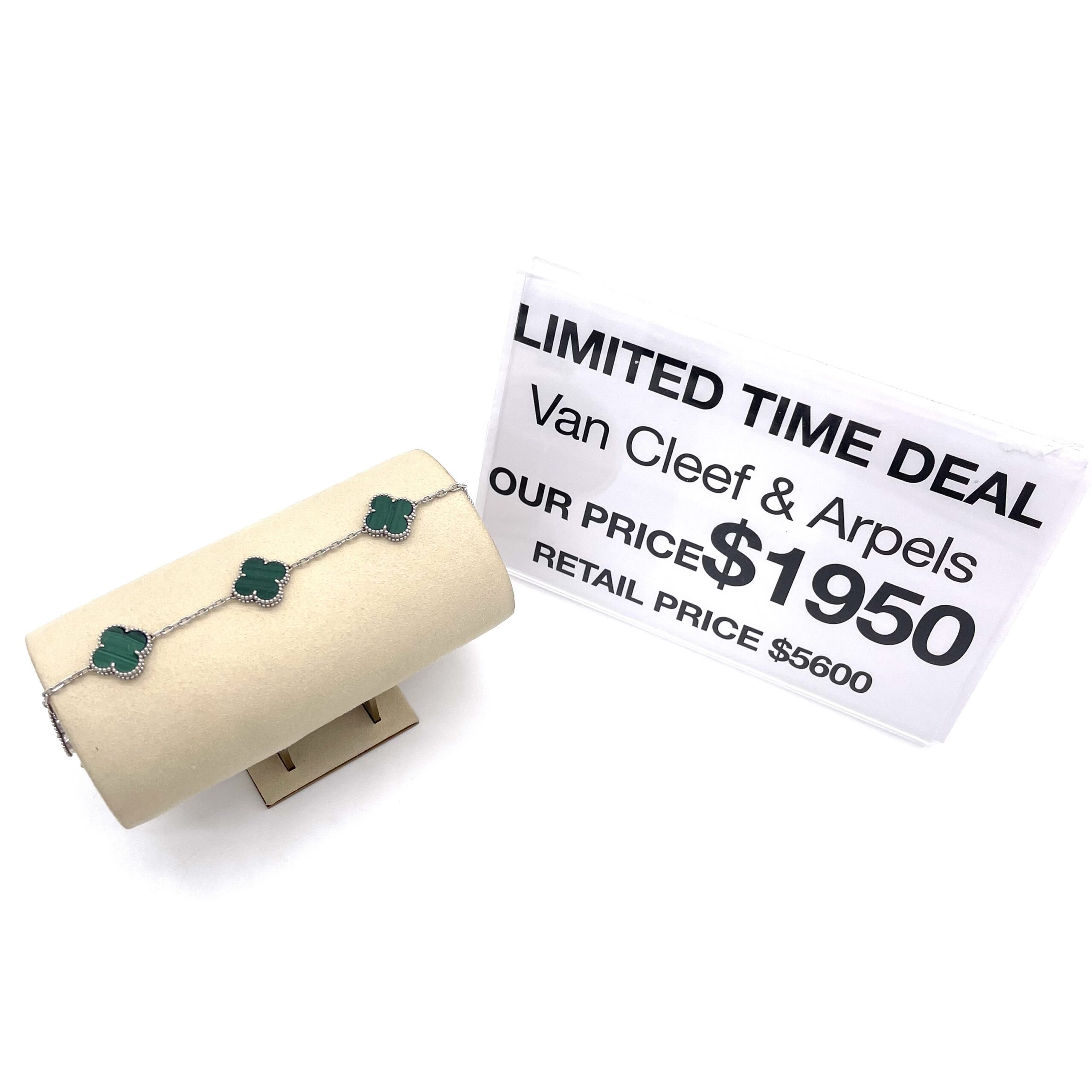 Van Cleef & Arpels Vintage Alhambra Malachite Bracelet 18K White Gold photo 1 of 5