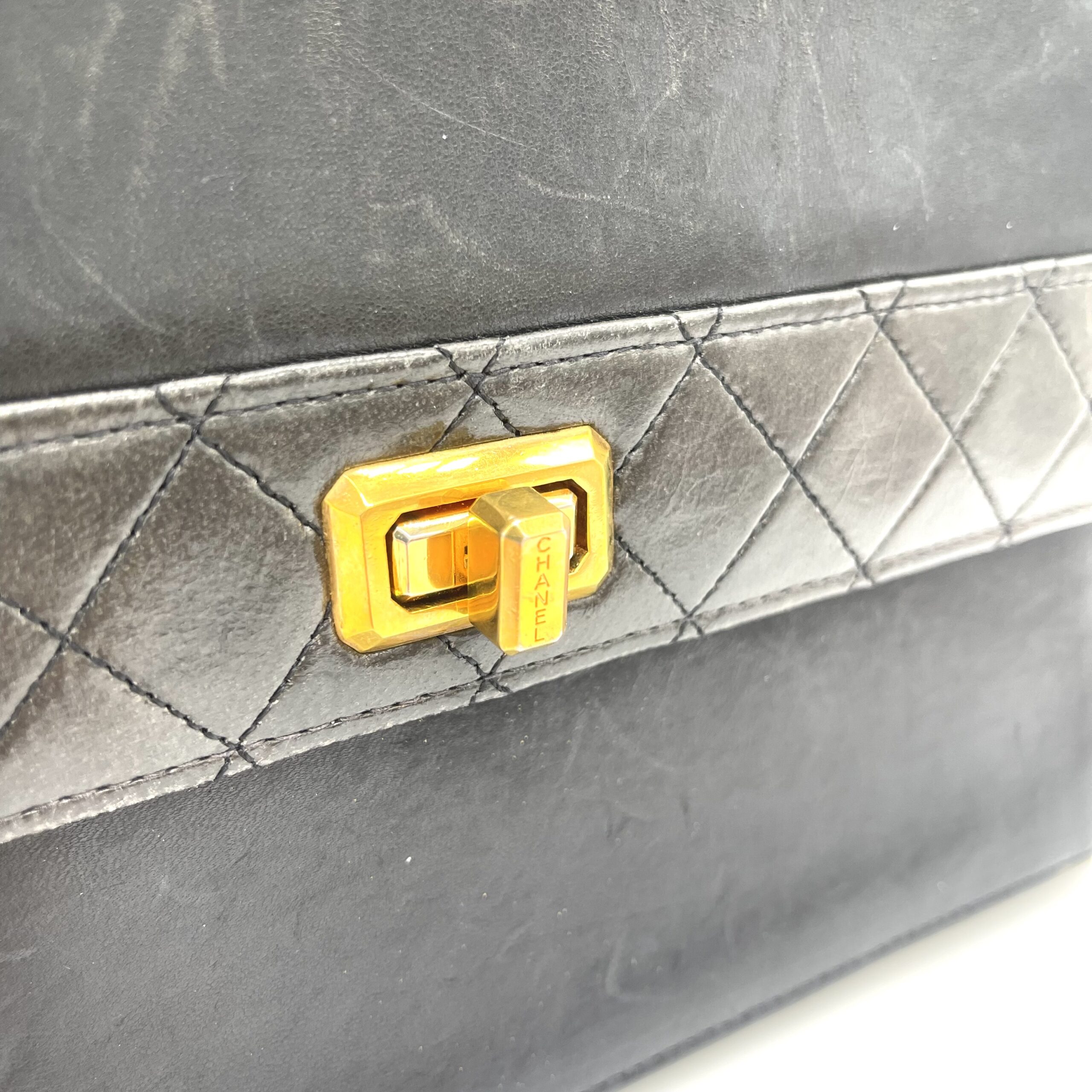 CHANEL 2.55 Reissue Single Flap Chain Shoulder Bag Black Lambskin GHW photo 5 of 5