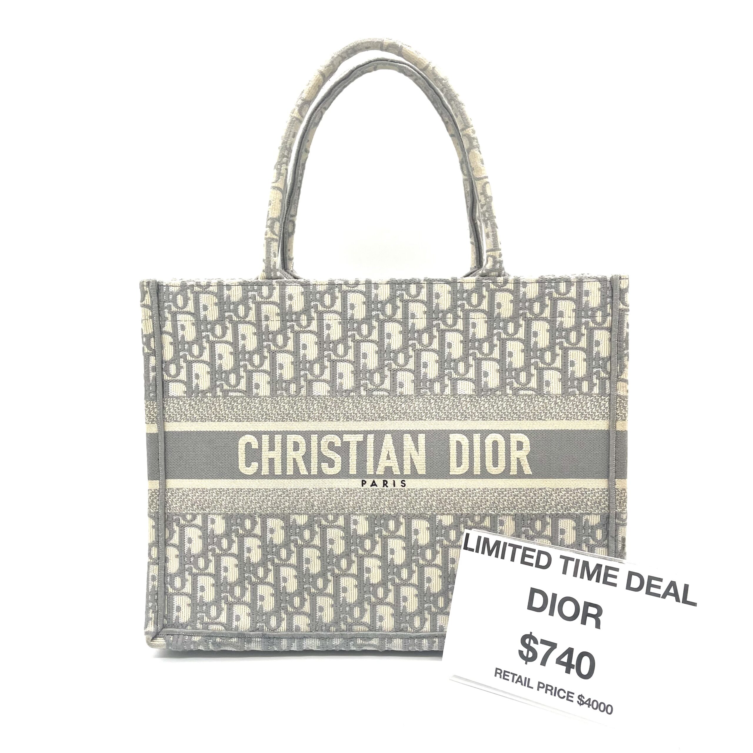 Christian Dior Book Tote Medium Gray Dior Oblique Embroidery photo 1 of 5
