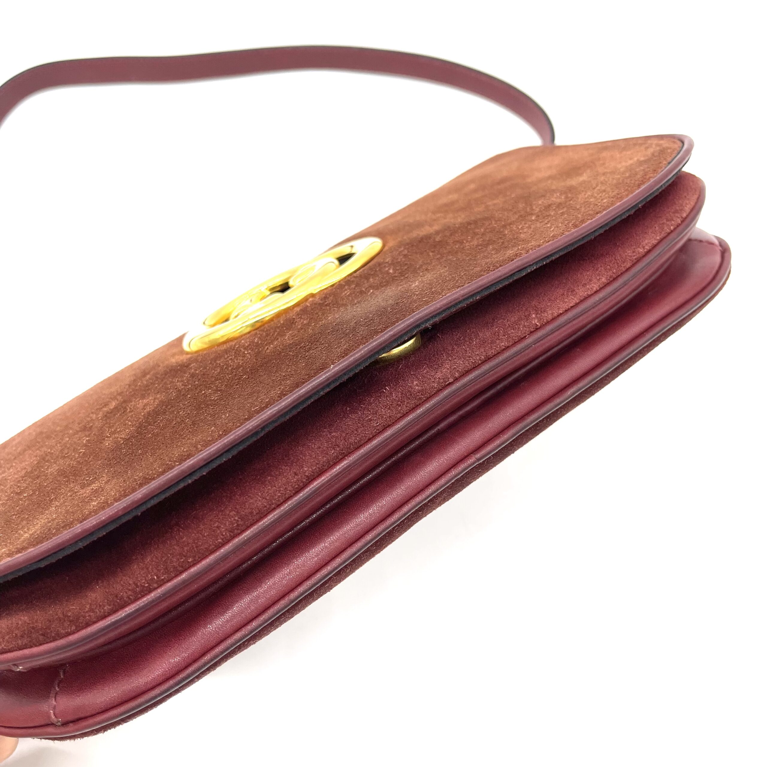 GUCCI Arli Suede Shoulder Bag Burgundy photo 2 of 5