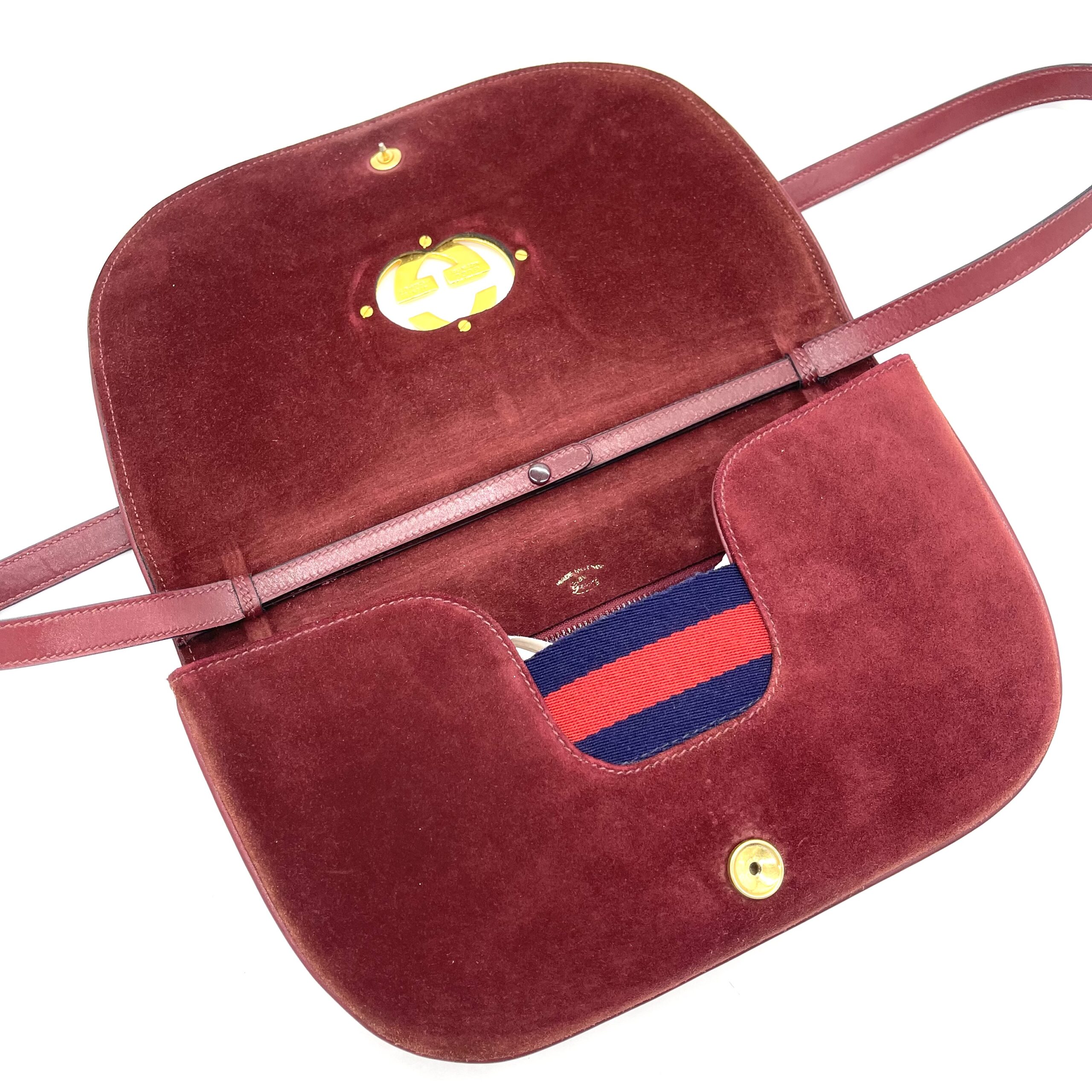 GUCCI Arli Suede Shoulder Bag Burgundy photo 4 of 5