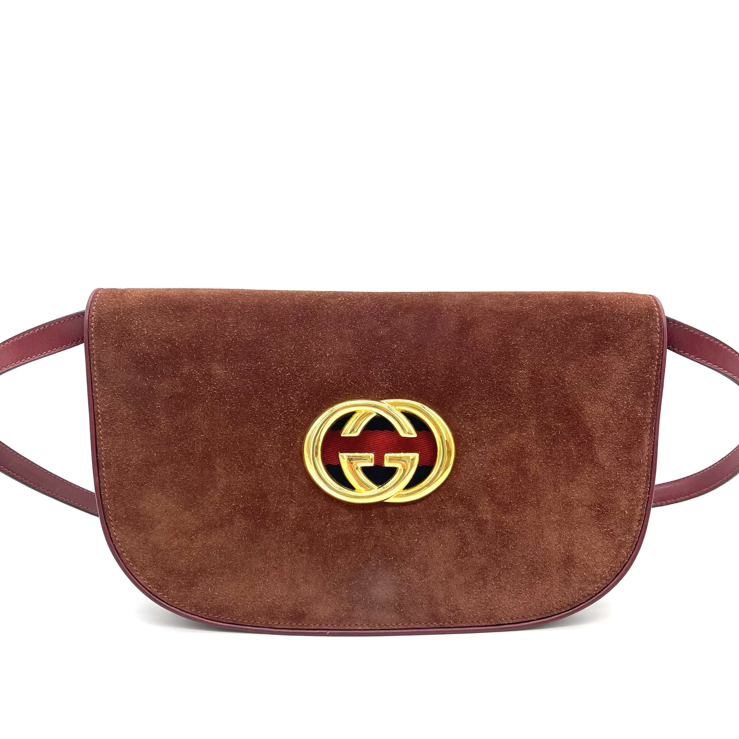 GUCCI Arli Suede Shoulder Bag Burgundy photo 5 of 5