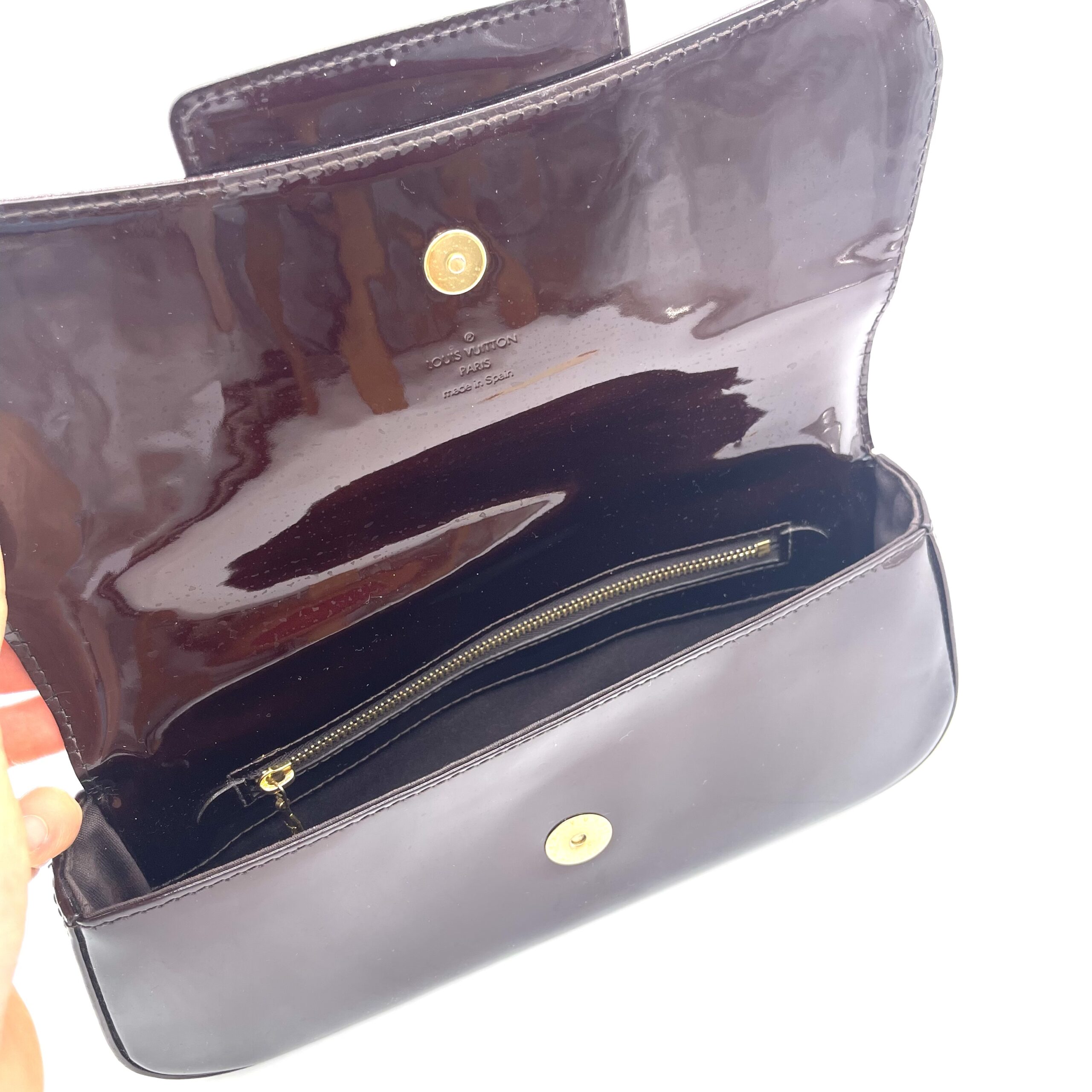 Louis Vuitton Louise Patent Leather Clutch Bag Amarante Gold Hardware photo 2 of 5