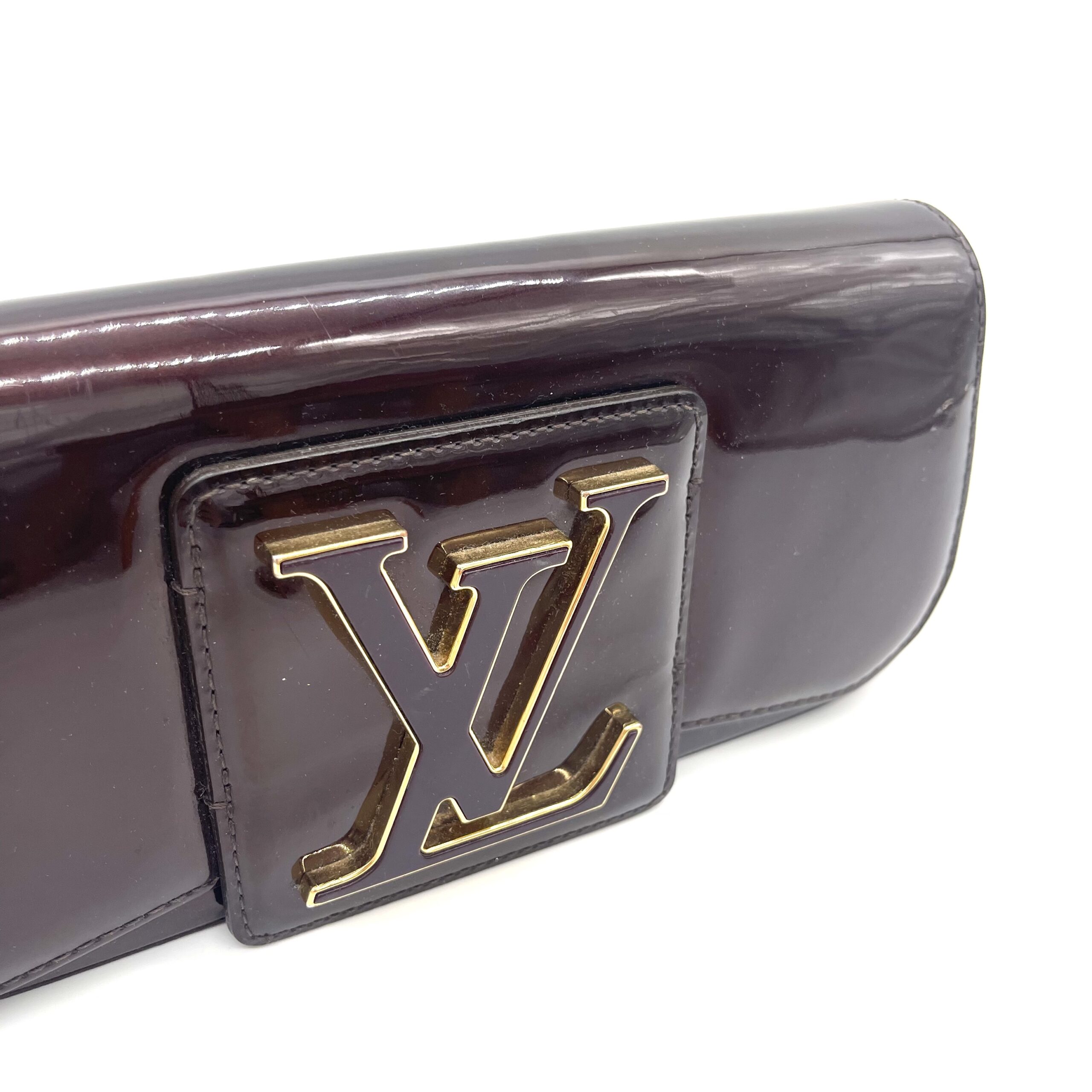 Louis Vuitton Louise Patent Leather Clutch Bag Amarante Gold Hardware photo 3 of 5