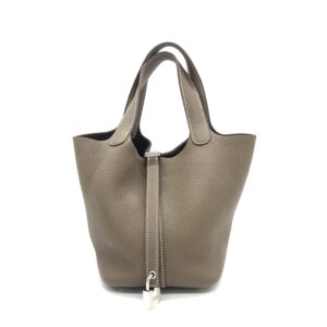 HERMES Taurillon Clemence Picotin Lock 18 PM Etoupe