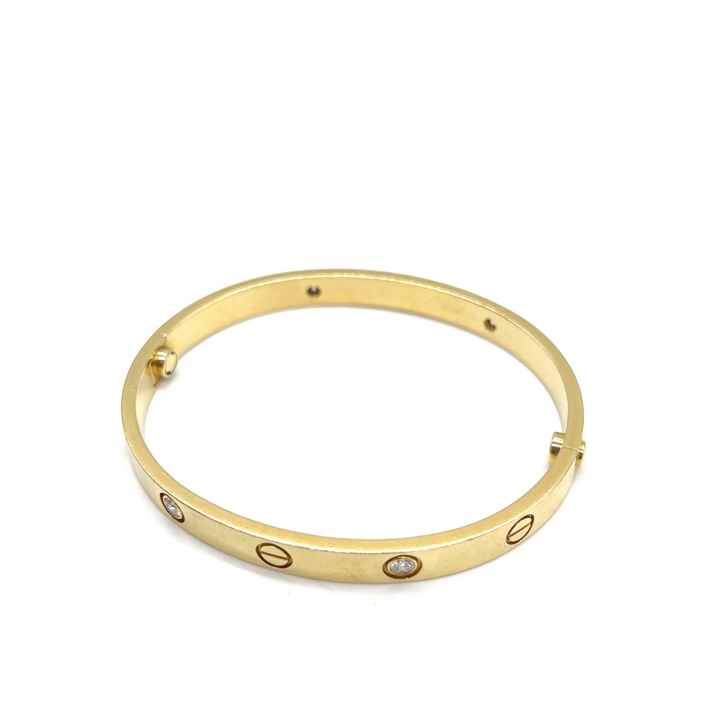 CARTIER LOVE BRACELET, CLASSIC MODEL, 4 DIAMONDS - Image 2