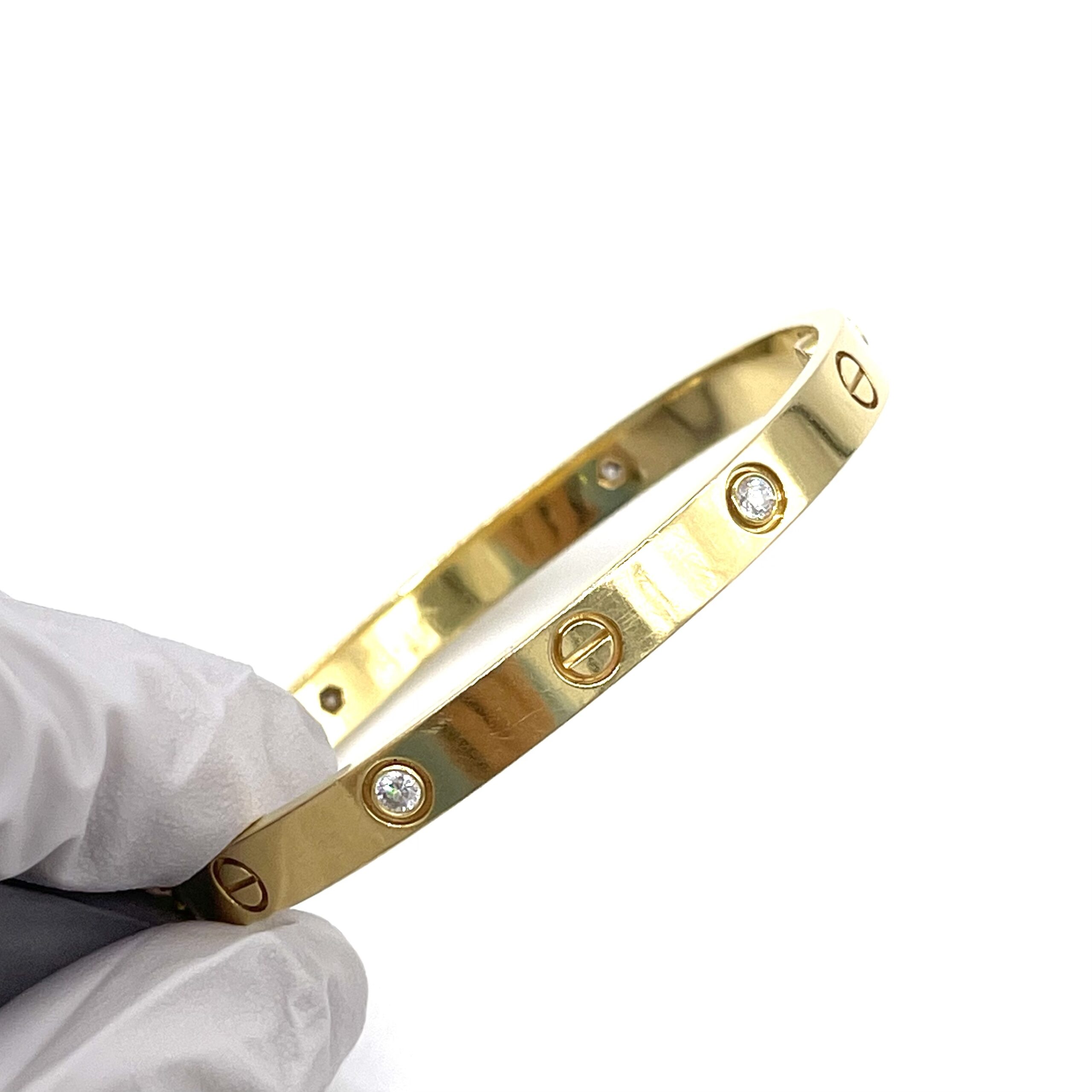 CARTIER LOVE BRACELET, CLASSIC MODEL, 4 DIAMONDS - Image 3