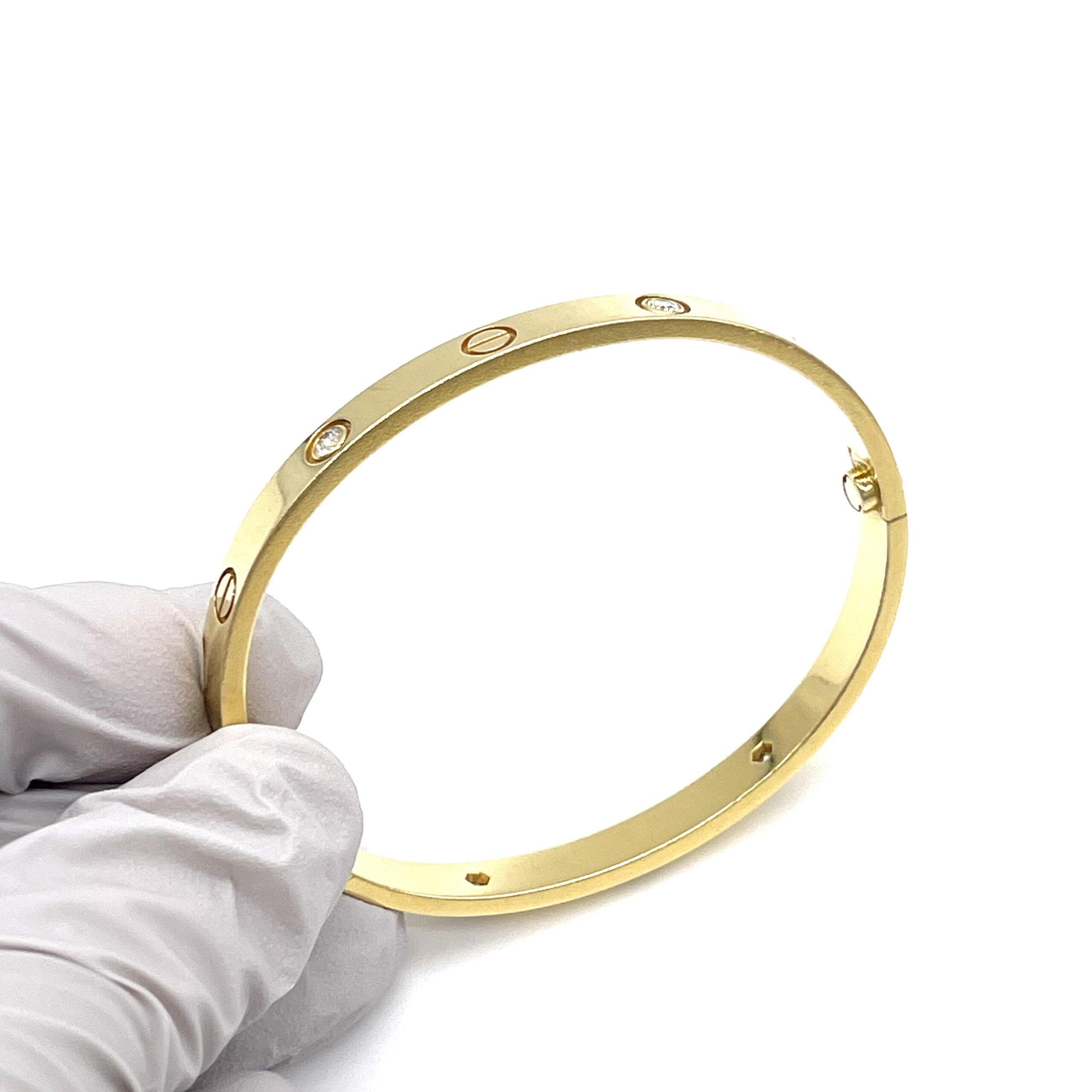 CARTIER LOVE BRACELET, CLASSIC MODEL, 4 DIAMONDS - Image 4