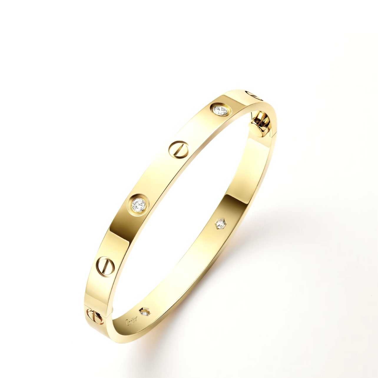 CARTIER LOVE BRACELET, CLASSIC MODEL, 4 DIAMONDS - Image 5