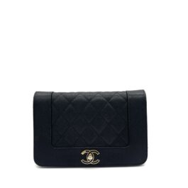 Chanel Vintage Mademoiselle Wallet On Chain (WOC) Caviar Quilted Black Gold Hardware