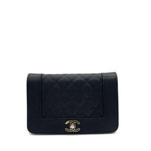 Chanel Vintage Mademoiselle Wallet On Chain (WOC) Caviar Quilted Black Gold Hardware