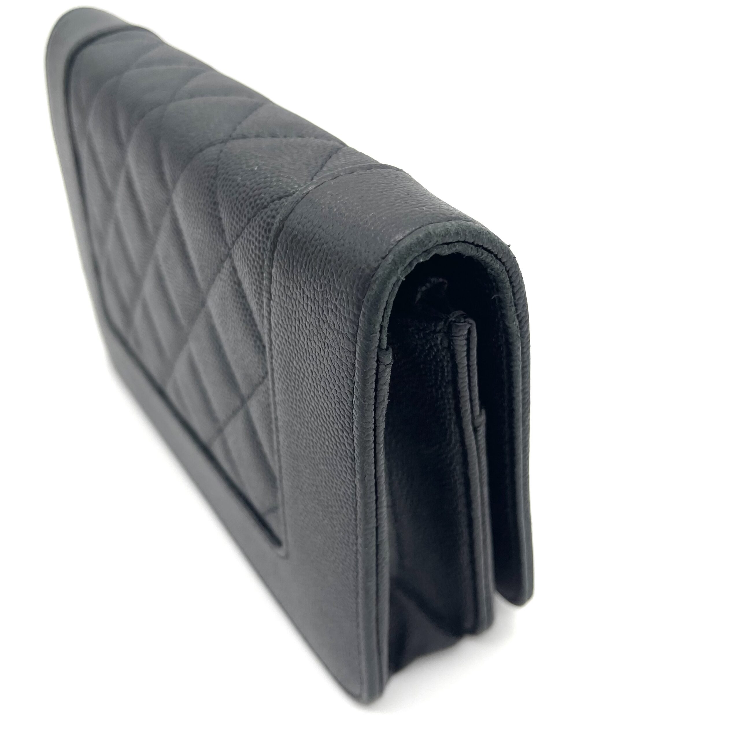 Chanel Vintage Mademoiselle Wallet On Chain (WOC) Caviar Quilted Black Gold Hardware - Image 4
