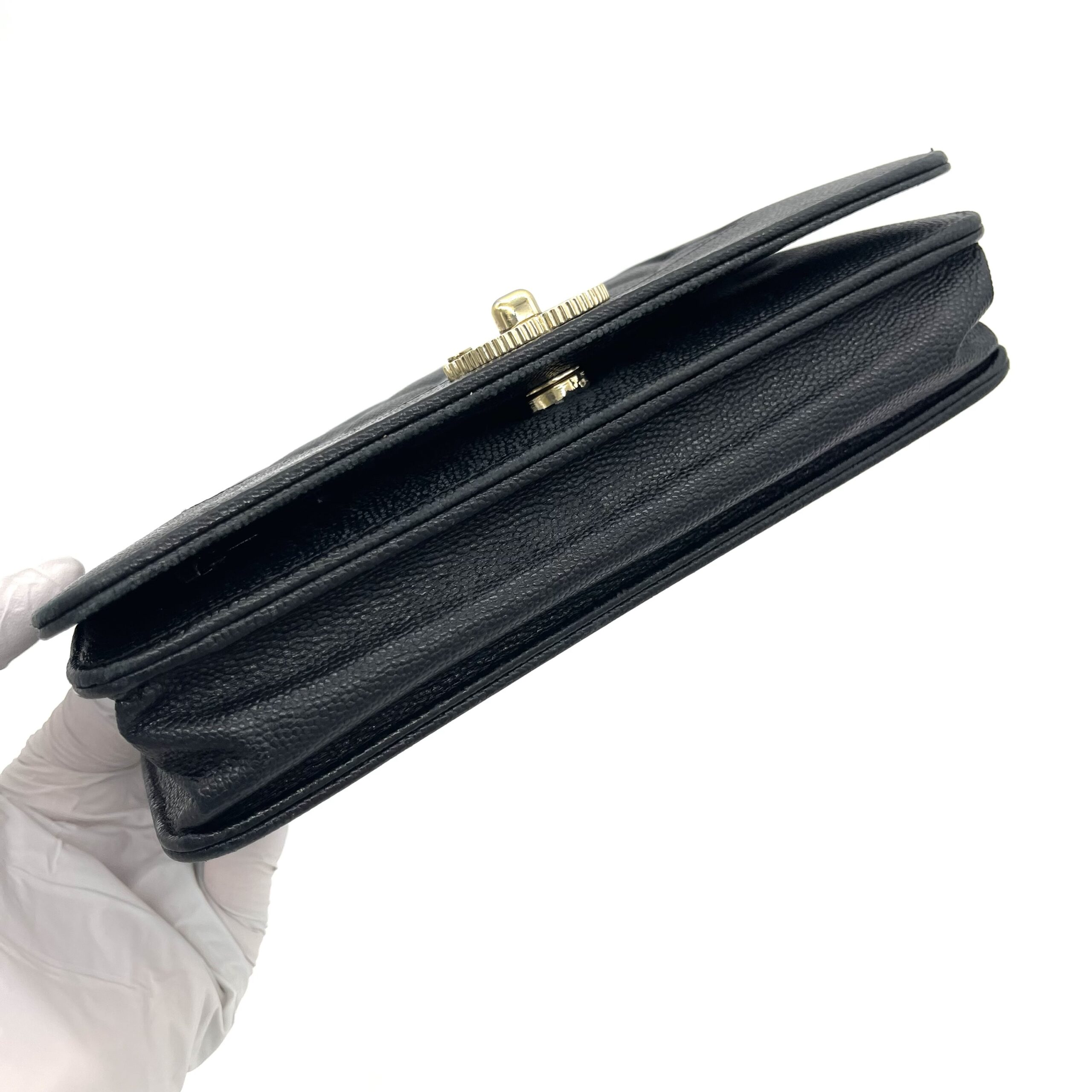Chanel Vintage Mademoiselle Wallet On Chain (WOC) Caviar Quilted Black Gold Hardware - Image 9