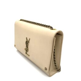 Saint Laurent Beige Monogram Leather Kate Shoulder Bag