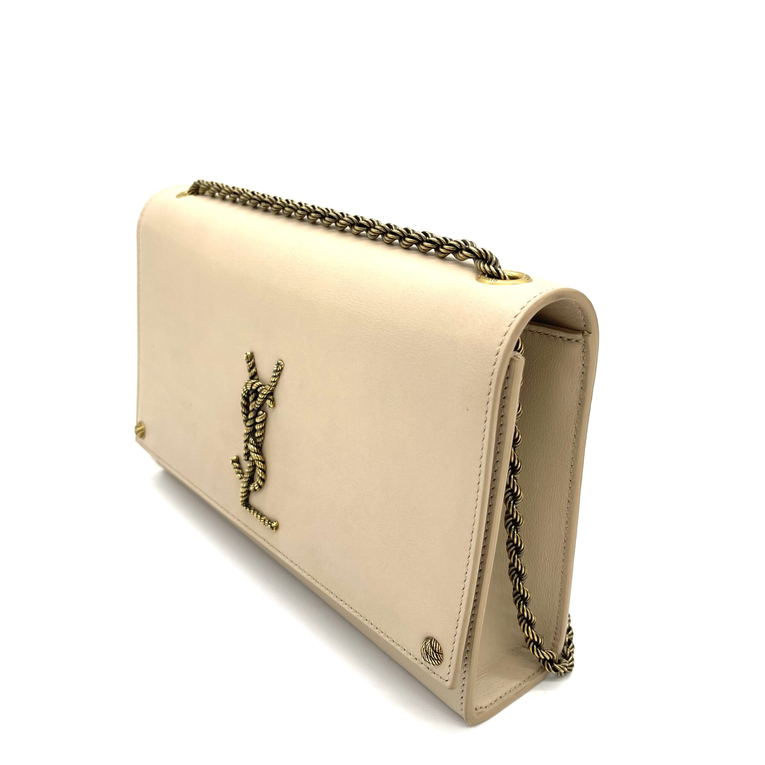 Saint Laurent Beige Monogram Leather Kate Shoulder Bag - Image 2