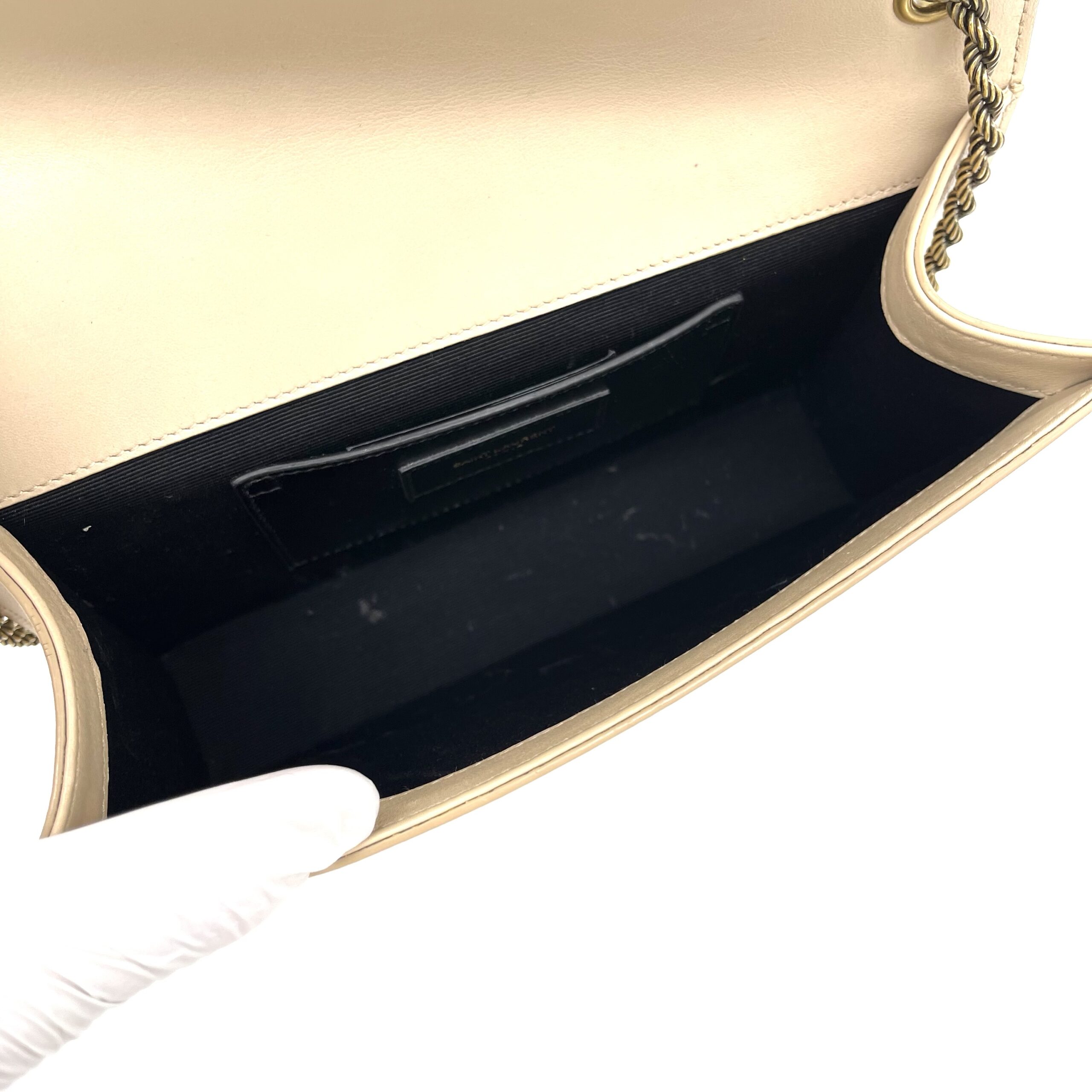 Saint Laurent Beige Monogram Leather Kate Shoulder Bag - Image 6