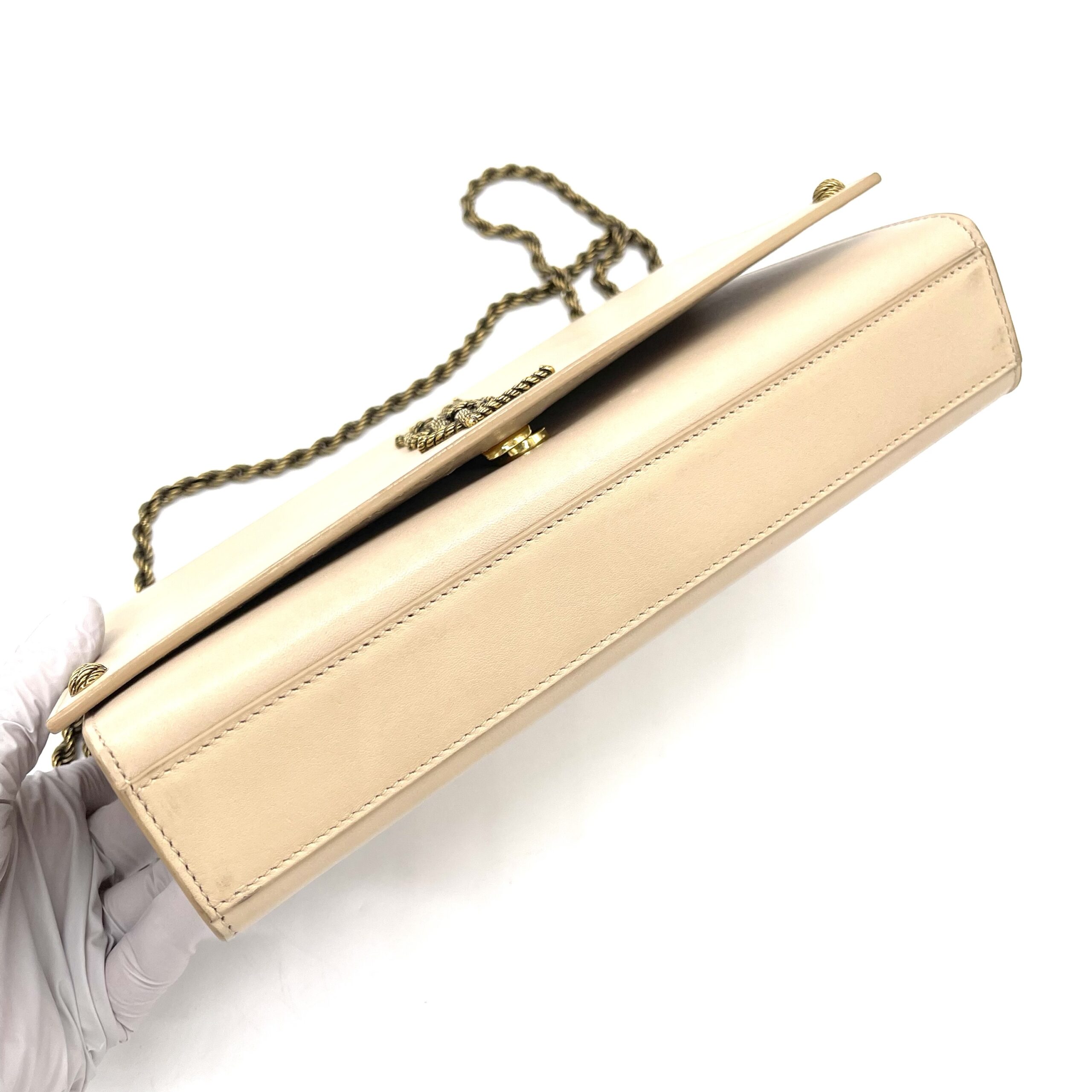 Saint Laurent Beige Monogram Leather Kate Shoulder Bag - Image 7