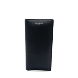 Saint Laurent YSL Logo-Print Grained Leather Wallet