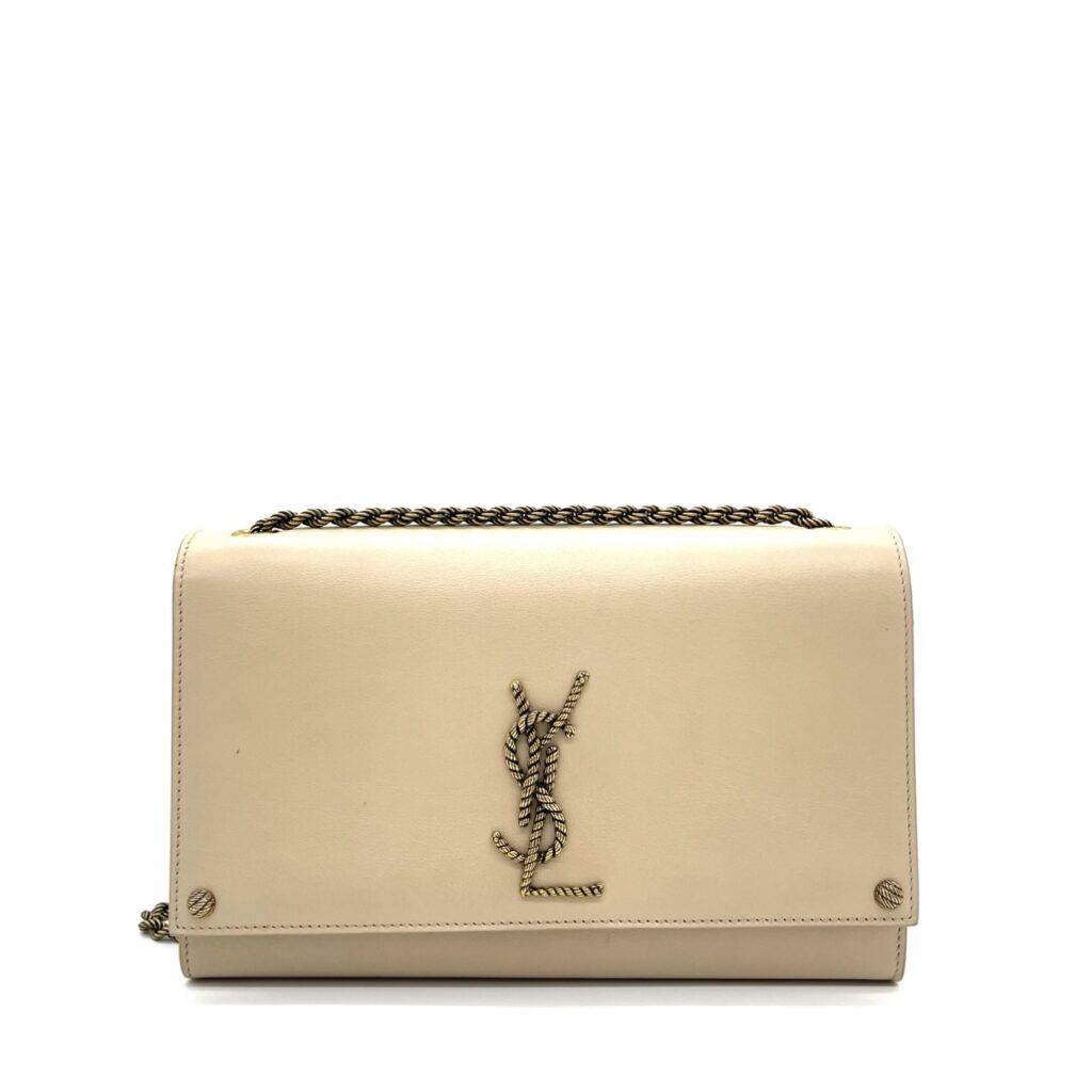 Saint Laurent Beige Monogram Leather Kate Shoulder Bag