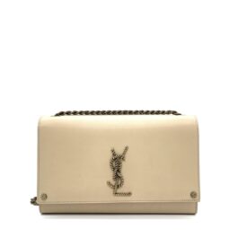 Saint Laurent Beige Monogram Leather Kate Shoulder Bag