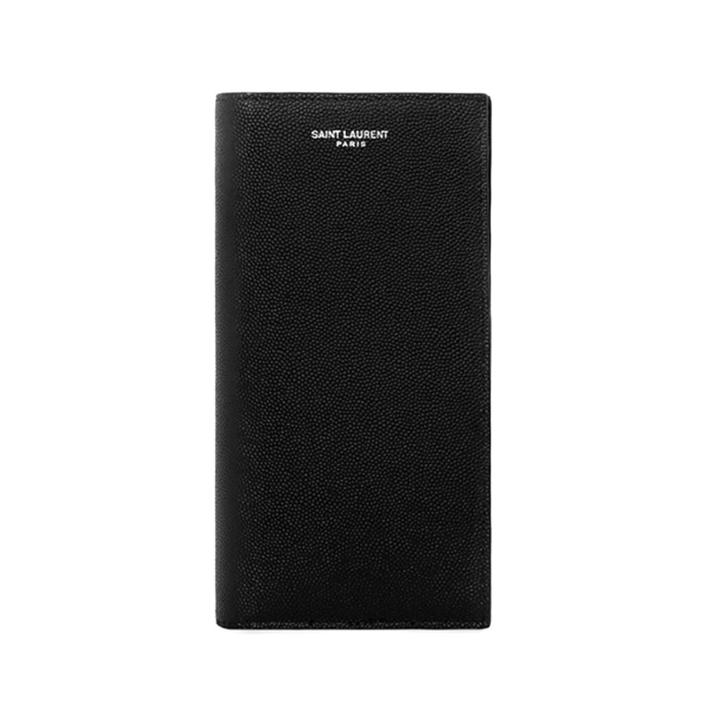 Saint Laurent YSL Logo-Print Grained Leather Wallet