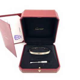 CARTIER LOVE BRACELET, CLASSIC MODEL, BRUSHED, 4 DIAMONDS