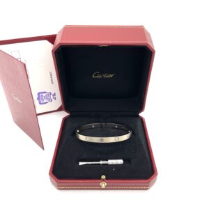 CARTIER LOVE BRACELET, CLASSIC MODEL, BRUSHED, 4 DIAMONDS