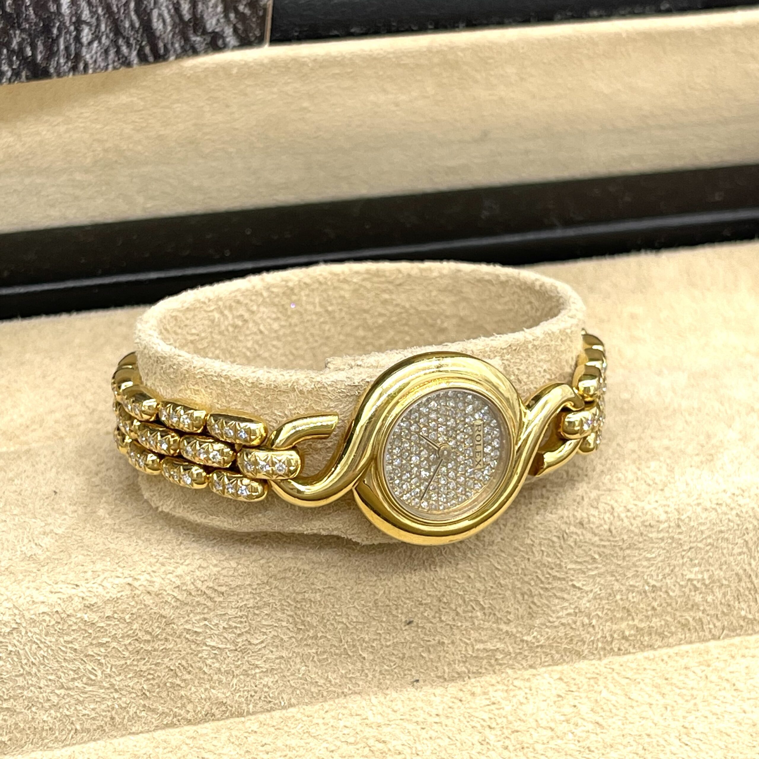 Rolex Cellini Diamond Dial & Diamond Bracelet Watch 18K Gold - Image 5