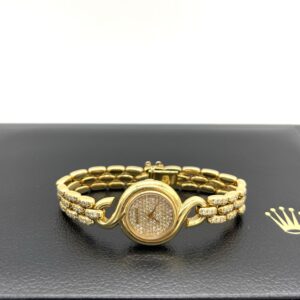 Rolex Cellini Diamond Dial & Diamond Bracelet Watch 18K Gold