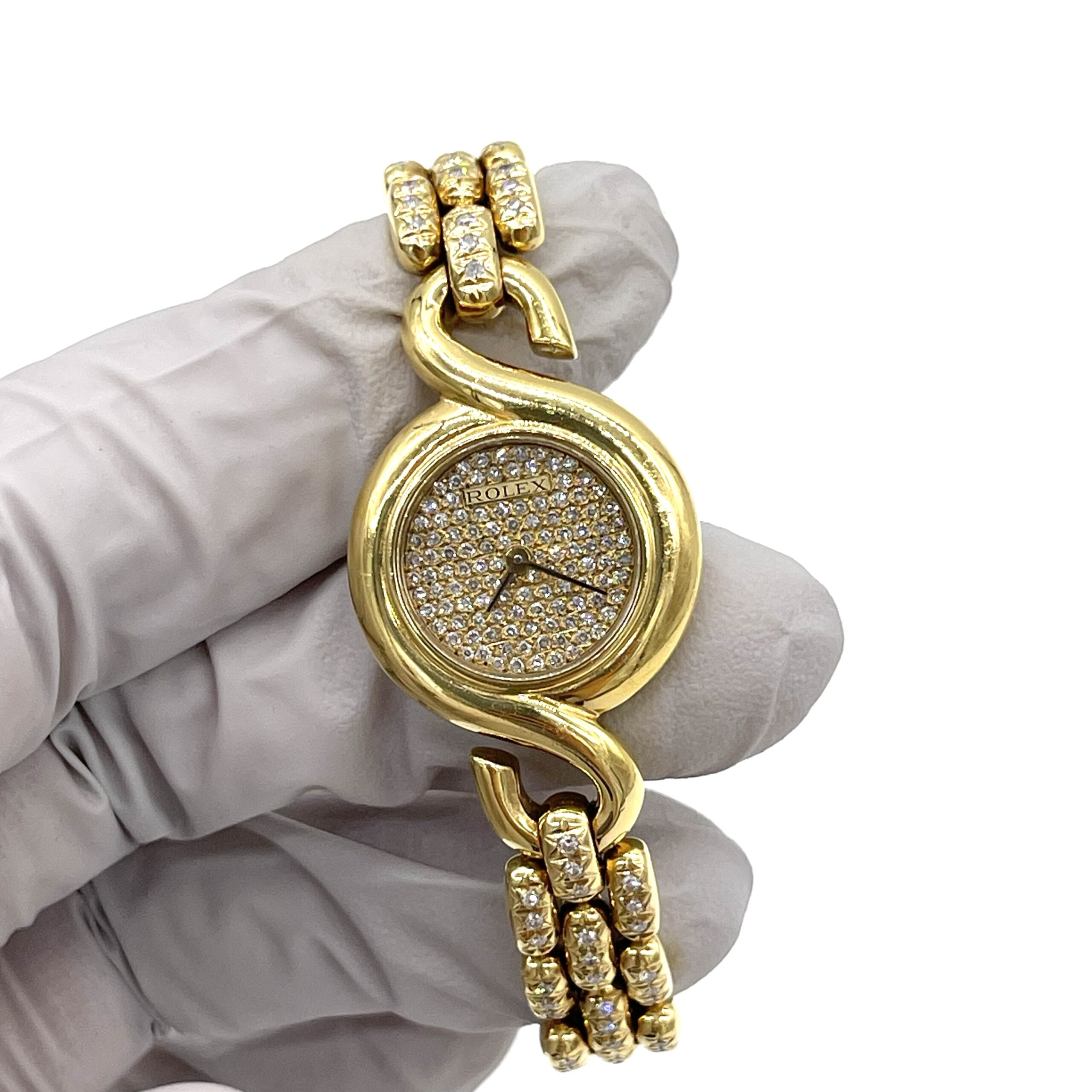 Rolex Cellini Diamond Dial & Diamond Bracelet Watch 18K Gold - Image 3