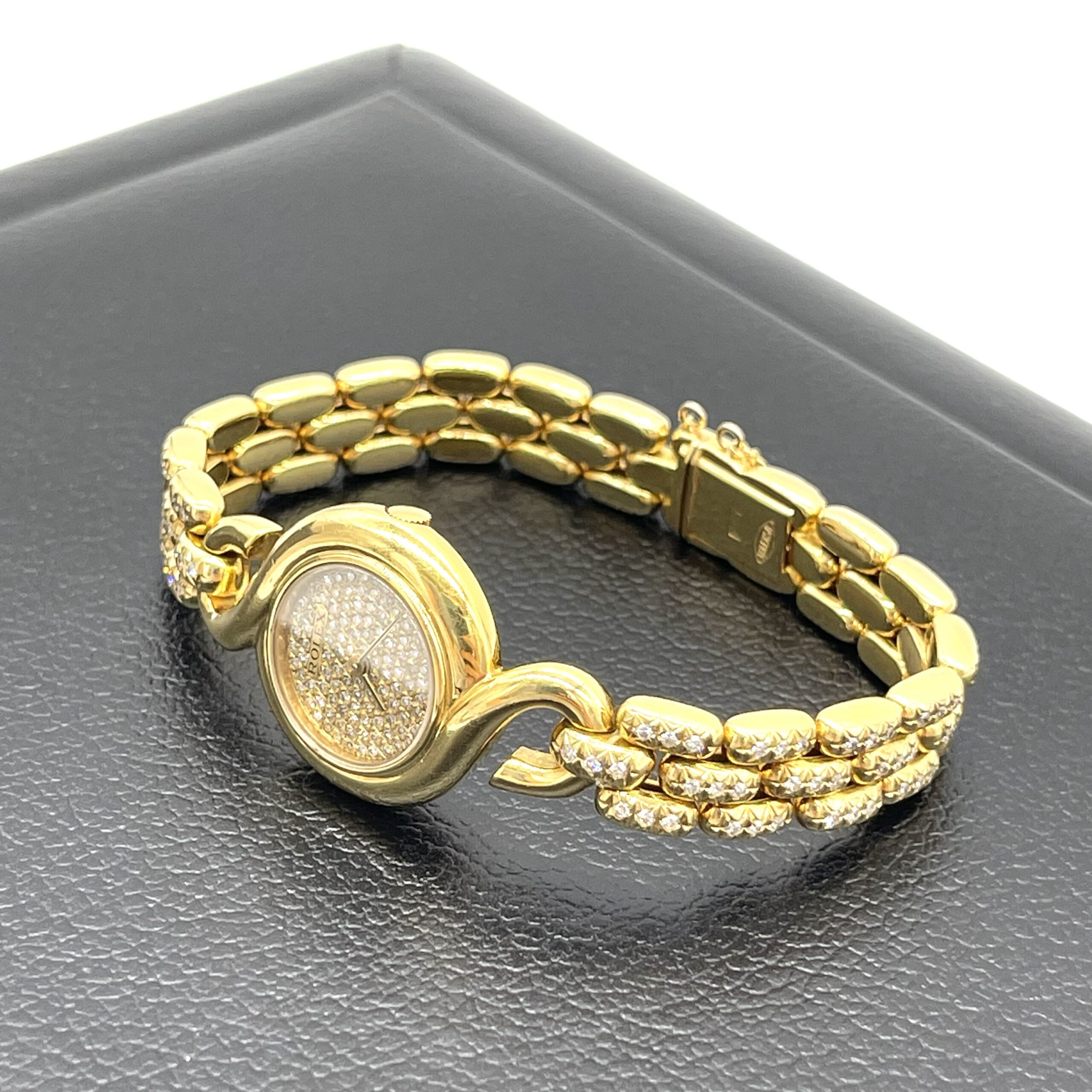 Rolex Cellini Diamond Dial & Diamond Bracelet Watch 18K Gold - Image 2
