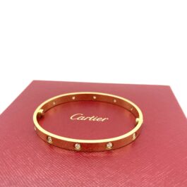 Cartier LOVE Bracelet Classic Model 10 Diamonds Size 21 18K Gold