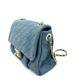 Chanel Classic Flap Medium Blue Quilted Leather Shoulder Bag Gold Hardware