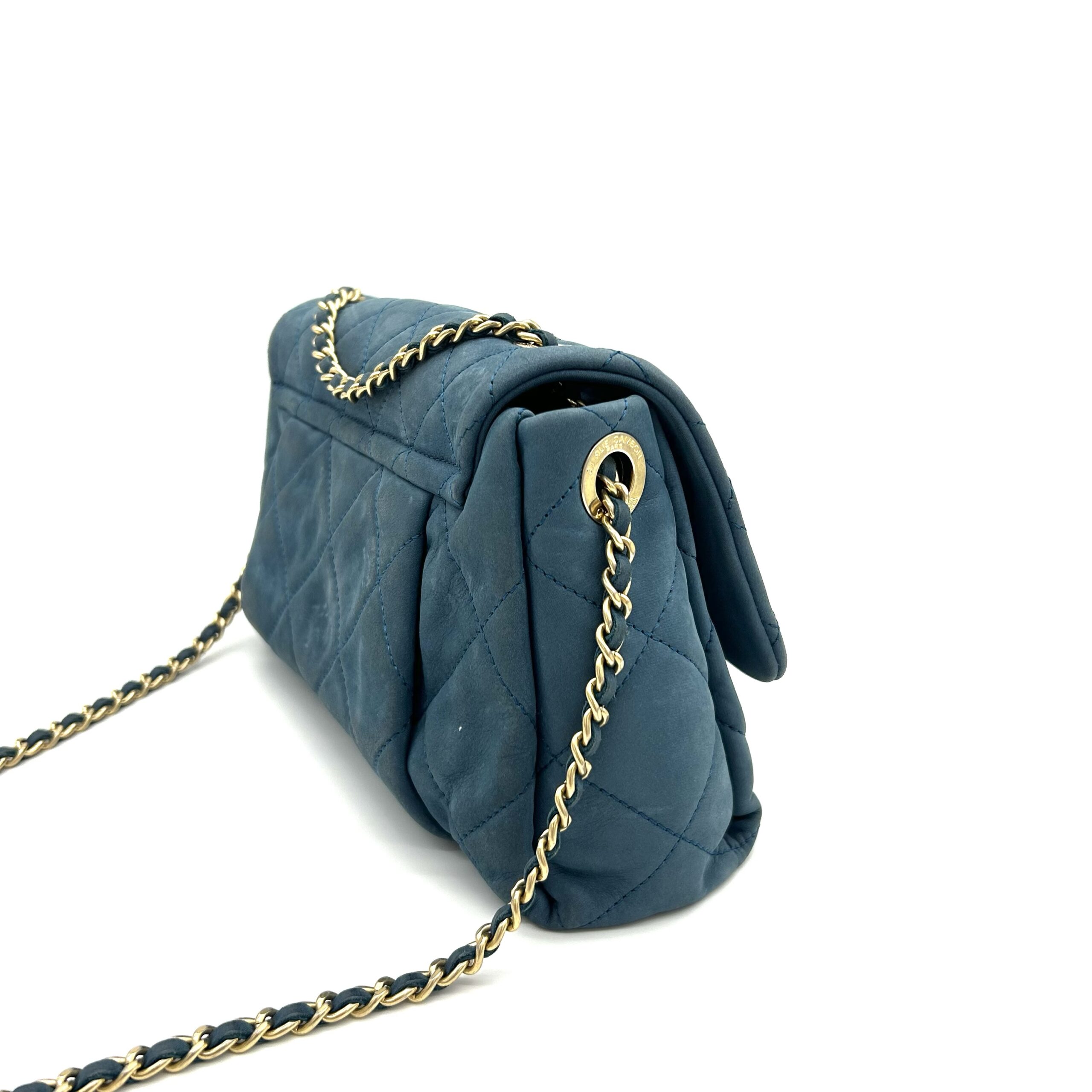 Chanel Classic Flap Medium Blue Quilted Leather Shoulder Bag Gold Hardware - Image 4