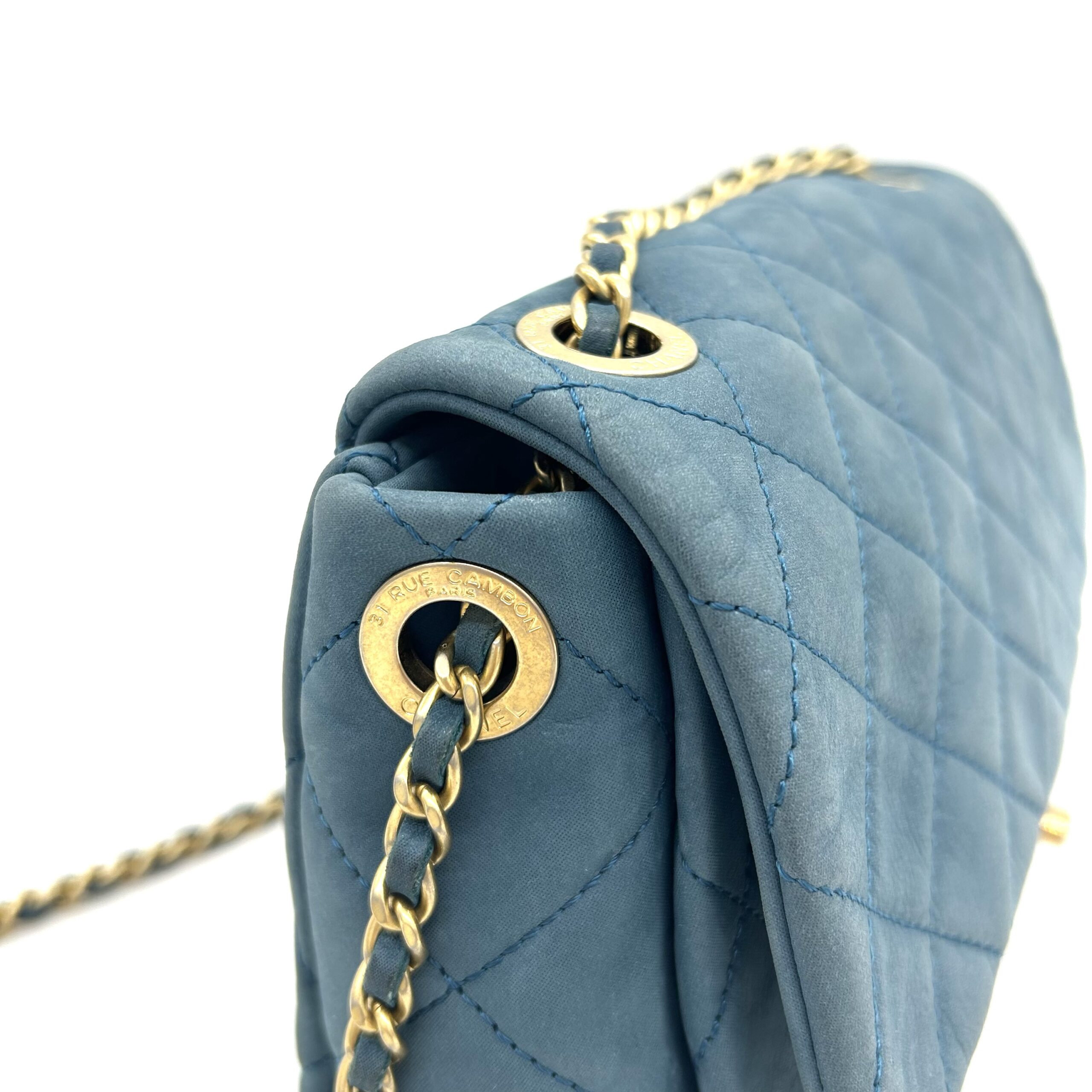 Chanel Classic Flap Medium Blue Quilted Leather Shoulder Bag Gold Hardware - Image 5