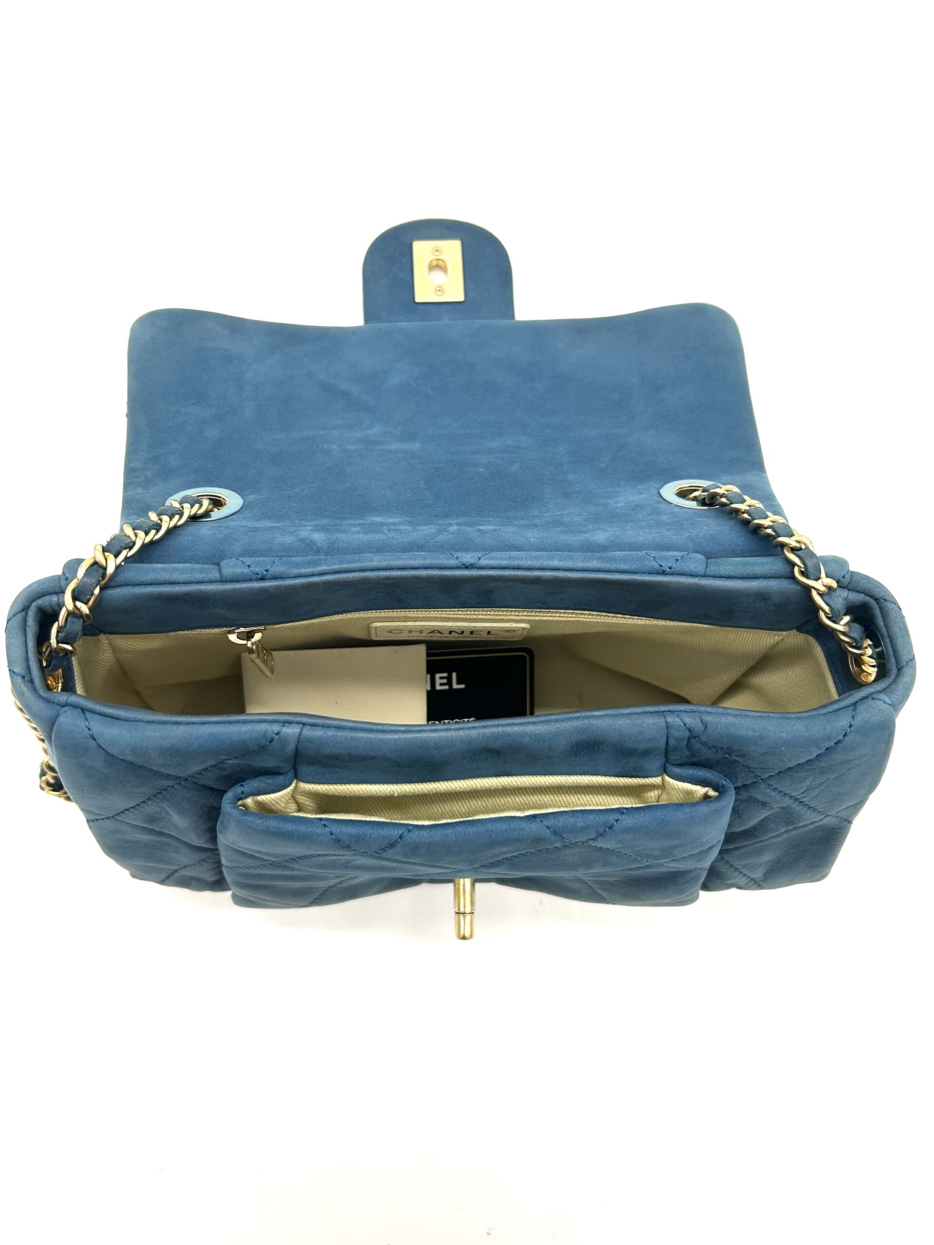 Chanel Classic Flap Medium Blue Quilted Leather Shoulder Bag Gold Hardware - Image 11