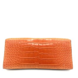 Hermès Medor Alligator Crocodile Leather Clutch Orange Palladium Hardware Made in France