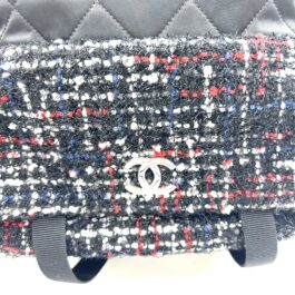 CHANEL Tweed & Quilted Nylon Backpack Black Red White