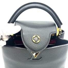 Authentic Louis Vuitton Capucines MM Black Taurillon Leather Top Handle Bag